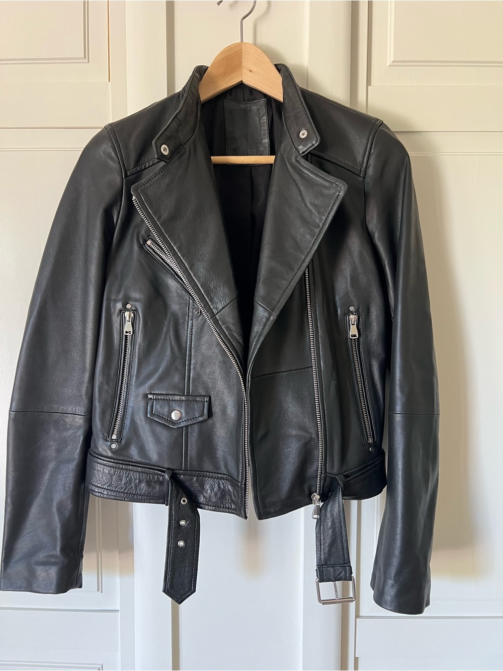 Mango Black Leather Biker Jacket